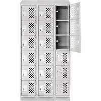 Assembled Lockerettes Clean Line Perforated Economy Lockers, 6 -tier, Bank of 3, 18" x 72" x 12", Steel Nuna Depot Inc.