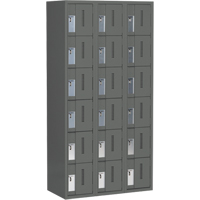 Concorde Heavy-Duty Lockers, 6 -tier, Bank of 3, 36" x 18" x 72", Steel, Charcoal, Welded (Assembled) Nuna Depot Inc.