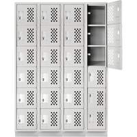 Assembled Clean Line Perforated Economy Lockers, 6 -tier, Bank of 4, 18" x 72" x 12", Steel Nuna Depot Inc.