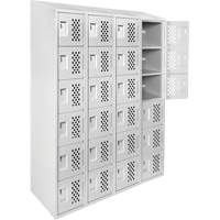 Assembled Clean Line Perforated Economy Lockers, 6 -tier, Bank of 4, 18" x 72" x 12", Steel Nuna Depot Inc.