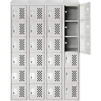 Assembled Clean Line Perforated Economy Lockers, 6 -tier, Bank of 4, 18" x 72" x 12", Steel Nuna Depot Inc.