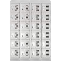 Assembled Clean Line Perforated Economy Lockers, 6 -tier, Bank of 4, 18" x 72" x 12", Steel Nuna Depot Inc.