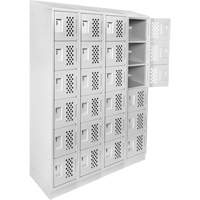 Assembled Clean Line Perforated Economy Lockers, 6 -tier, Bank of 4, 18" x 72" x 12", Steel Nuna Depot Inc.