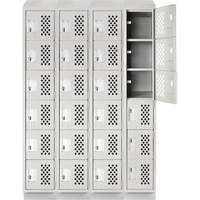 Assembled Clean Line Perforated Economy Lockers, 6 -tier, Bank of 4, 18" x 72" x 12", Steel Nuna Depot Inc.