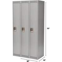 Lockers, Bank of 3, 36" x 18" x 72", Steel, Grey, Knocked Down Nuna Depot Inc.