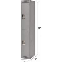 Lockers, 2 -tier, 12" x 18" x 72", Steel, Grey, Knocked Down Nuna Depot Inc.