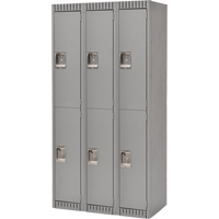 Lockers, 2 -tier, Bank of 3, 36" x 18" x 72", Steel, Grey, Knocked Down Nuna Depot Inc.