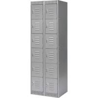 Lockers, 6 -tier, Bank of 2, 24" x 18" x 72", Steel, Grey, Knocked Down Nuna Depot Inc.