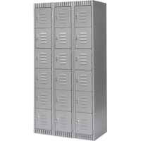 Lockers, 6 -tier, Bank of 3, 36" x 18" x 72", Steel, Grey, Knocked Down Nuna Depot Inc.