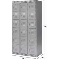 Lockers, 6 -tier, Bank of 3, 36" x 18" x 72", Steel, Grey, Knocked Down Nuna Depot Inc.