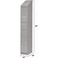 Lockers, 6 -tier, 12" x 18" x 82", Steel, Grey, Knocked Down Nuna Depot Inc.
