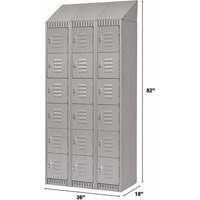 Lockers, 6 -tier, Bank of 3, 36" x 18" x 82", Steel, Grey, Knocked Down Nuna Depot Inc.