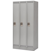Lockers, Bank of 3, 36" x 18" x 76", Steel, Grey, Knocked Down Nuna Depot Inc.