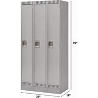 Lockers, Bank of 3, 36" x 18" x 76", Steel, Grey, Knocked Down Nuna Depot Inc.