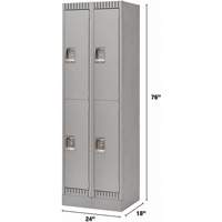 Casiers, 2 niveaux, Bloc de 2, 24" x 18" x 76", Acier, Gris, D&eacute;mont&eacute; Nuna Depot Inc.