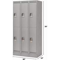Casiers, 2 niveaux, Bloc de 3, 36" x 18" x 76", Acier, Gris, D&eacute;mont&eacute; Nuna Depot Inc.