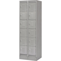 Lockers, 6 -tier, Bank of 2, 24" x 18" x 76", Steel, Grey, Knocked Down Nuna Depot Inc.