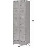 Lockers, 6 -tier, Bank of 2, 24" x 18" x 76", Steel, Grey, Knocked Down Nuna Depot Inc.