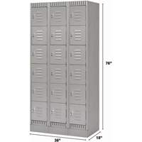 Lockers, 6 -tier, Bank of 3, 36" x 18" x 76", Steel, Grey, Knocked Down Nuna Depot Inc.