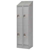 Lockers, 2 -tier, Bank of 2, 24" x 18" x 86", Steel, Grey, Knocked Down Nuna Depot Inc.
