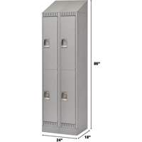 Lockers, 2 -tier, Bank of 2, 24" x 18" x 86", Steel, Grey, Knocked Down Nuna Depot Inc.