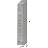 Lockers, 6 -tier, 12" x 18" x 86", Steel, Grey, Knocked Down Nuna Depot Inc.