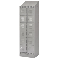 Lockers, 6 -tier, Bank of 2, 24" x 18" x 86", Steel, Grey, Knocked Down Nuna Depot Inc.
