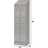 Lockers, 6 -tier, Bank of 2, 24" x 18" x 86", Steel, Grey, Knocked Down Nuna Depot Inc.