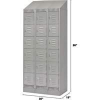 Lockers, 6 -tier, Bank of 3, 36" x 18" x 86", Steel, Grey, Knocked Down Nuna Depot Inc.