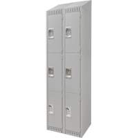 Lockers, 3 -tier, Bank of 2, 24" x 18" x 82", Steel, Grey, Knocked Down Nuna Depot Inc.