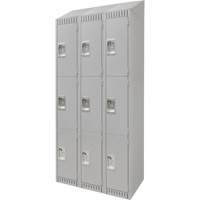 Lockers, 3 -tier, Bank of 3, 36" x 18" x 82", Steel, Grey, Knocked Down Nuna Depot Inc.