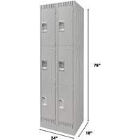 Casiers, 3 niveaux, Bloc de 2, 24" x 18" x 76", Acier, Gris, D&eacute;mont&eacute; Nuna Depot Inc.