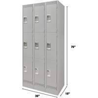 Casiers, 3 niveaux, Bloc de 3, 36" x 18" x 76", Acier, Gris, D&eacute;mont&eacute; Nuna Depot Inc.