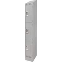 Lockers, 3 -tier, 12" x 18" x 86", Steel, Grey, Knocked Down Nuna Depot Inc.