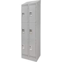 Lockers, 3 -tier, Bank of 2, 24" x 18" x 86", Steel, Grey, Knocked Down Nuna Depot Inc.
