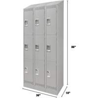Lockers, 3 -tier, Bank of 3, 36" x 18" x 86", Steel, Grey, Knocked Down Nuna Depot Inc.
