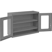 Armoire de rangement murale avec portes transparentes, 26-15/16" h x 35-7/8" la x 13-11/16" p, 2 tablettes, Acier, Gris Nuna Depot Inc.