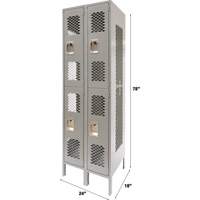 Casiers ventil&eacute;s, 2 niveaux, Bloc de 2, 24" x 18" x 78", Acier, Gris, D&eacute;mont&eacute;, Perfor&eacute; Nuna Depot Inc.
