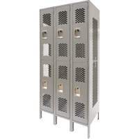 Casiers ventil&eacute;s, 2 niveaux, Bloc de 3, 36" x 18" x 78", Acier, Gris, D&eacute;mont&eacute;, Perfor&eacute; Nuna Depot Inc.
