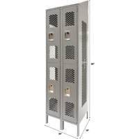 Casiers ventil&eacute;s, 2 niveaux, Bloc de 2, 24" x 18" x 88", Acier, Gris, D&eacute;mont&eacute;, Perfor&eacute; Nuna Depot Inc.