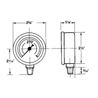 Pressure Gauges, 2-1/2" , 30" Hg-0" Vac., Bottom Mount, Liquid Filled Analogue Nuna Depot Inc.