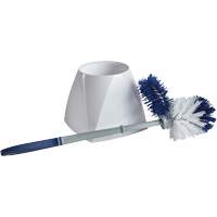 Toilet Brush with Lip & Holder, 15" L, Synthetic Bristles, White Nuna Depot Inc.