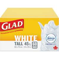 Tall 45L Febreze Garbage Bags, Regular, 24" W x 28" L, White Nuna Depot Inc.
