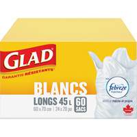 Tall 45L Febreze Garbage Bags, Regular, 24" W x 28" L, White Nuna Depot Inc.