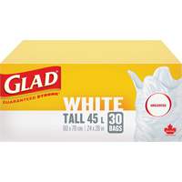 Tall 45L Unscented Garbage Bags, Regular, 24" W x 28" L, White Nuna Depot Inc.