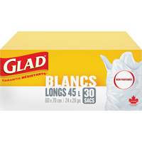 Tall 45L Unscented Garbage Bags, Regular, 24" W x 28" L, White Nuna Depot Inc.