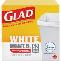 X-Small 15L Roommate Febreze Garbage Bags, Regular, 17" W x 20" L, White Nuna Depot Inc.
