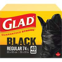 74L Garbage Bags, Regular, 26" W x 33" L, Black Nuna Depot Inc.