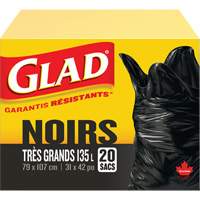 135L Garbage Bags, Regular, 31" W x 42" L, Black Nuna Depot Inc.