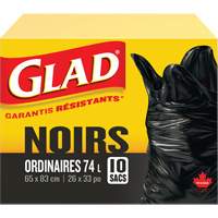 74L Garbage Bags, Regular, 26" W x 33" L, Black Nuna Depot Inc.